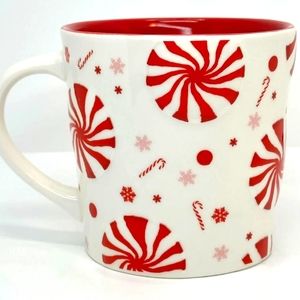 Christmas Peppermint Candy Cane Snowflake Coffee Mug 16oz Starbucks Holiday 2007